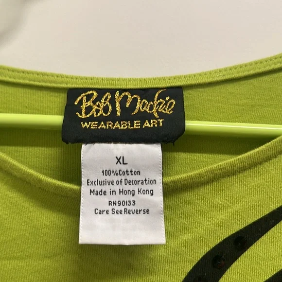 Bob Mackie Green and Black Sequined SS Shirt - XL - Picture 4 of 4